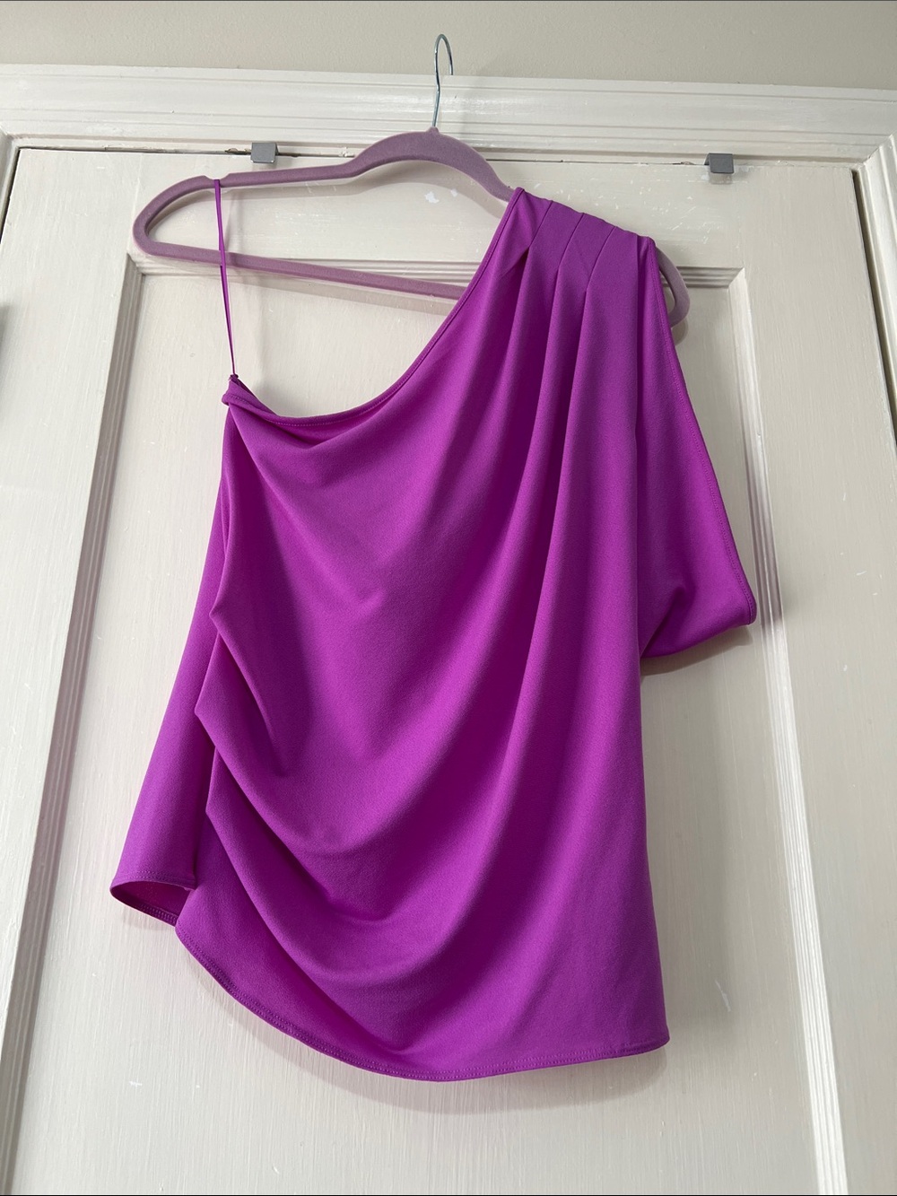 Express One-Shoulder Draped Lilac stretch Tunic -